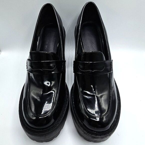 Madden Girl Kassidy Patent Platform Heel Penny Lug Loafers Black Women's 9 - Picture 2 of 11